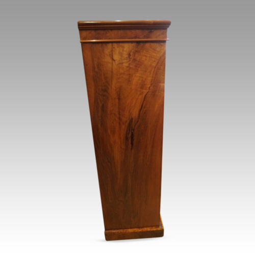 Victorian burr walnut Wellington chest side