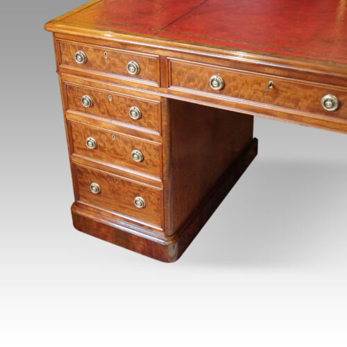 Victorian mahogany pedestal desk angle