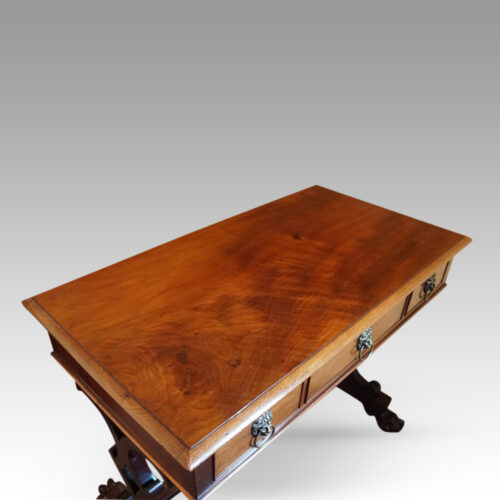 William IV mahogany end support table at angle