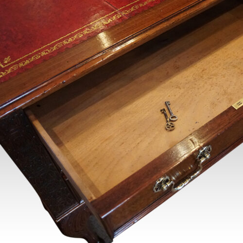 Edwardian Chippendale mahogany desk drawer lining