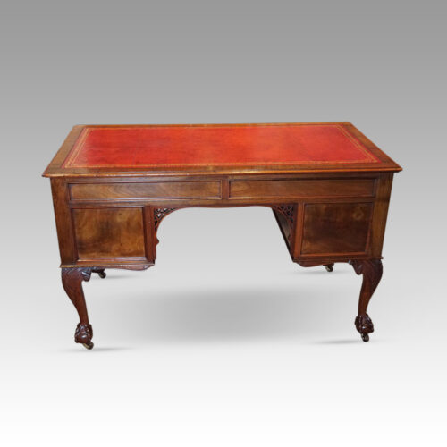 Edwardian Chippendale mahogany desk rear