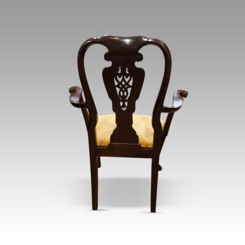 George I style 8 dining chairs armchair rear
