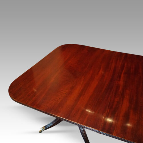 George V mahogany twin pillar dining table end