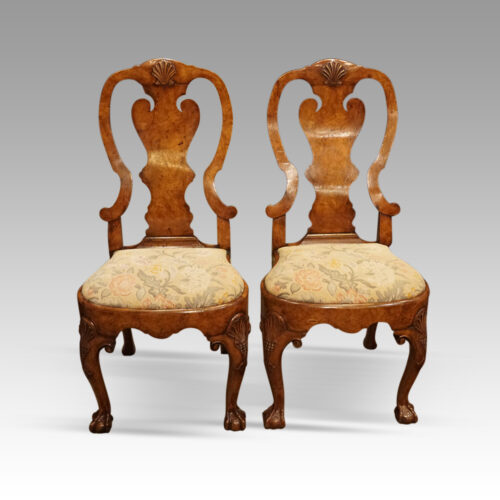 Pair of George I walnut side chairs