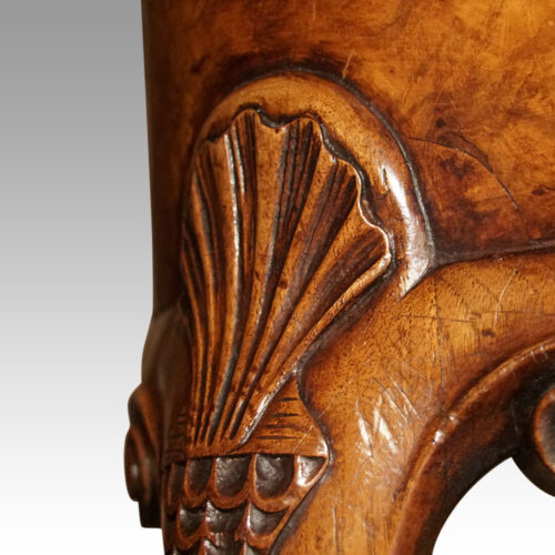Pair of George I walnut side chairs knee carving