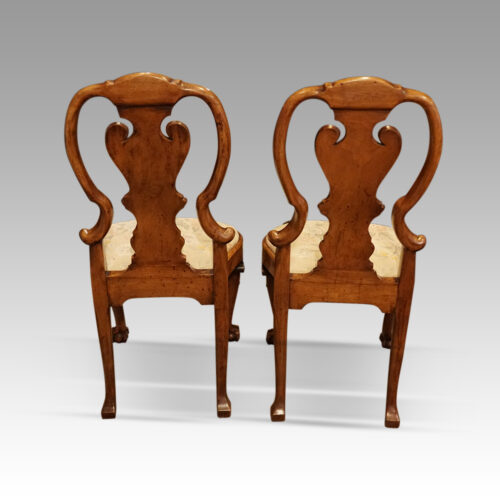 Pair of George I walnut side chairs rear