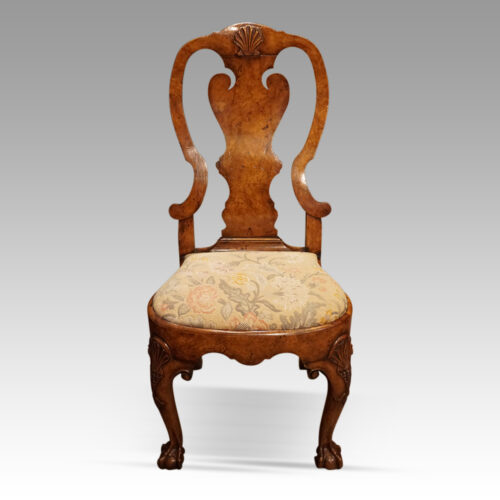 Pair of George I walnut side chairs single