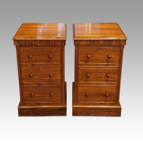 Pair of Victorian walnut bedside chests