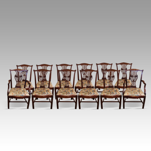 Set of 12 Georgian mahogany dining chairs