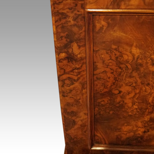 Victorian burr walnut pedestal desk detail back