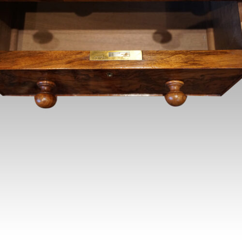 Victorian burr walnut pedestal desk lock