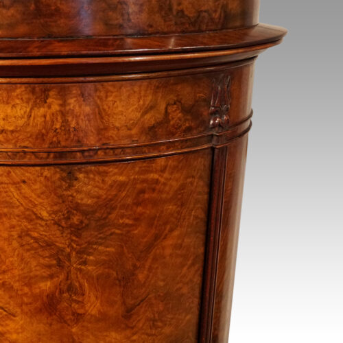 Antique walnut postbox drinks cabinet door detail