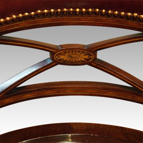 Edwardian inlaid desk chair back detail
