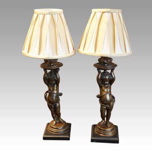 Pair of bronze table lamps