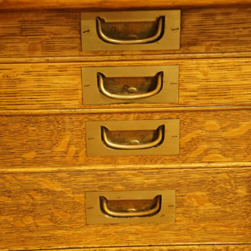 Victorian oak collectors cabinet flush handles