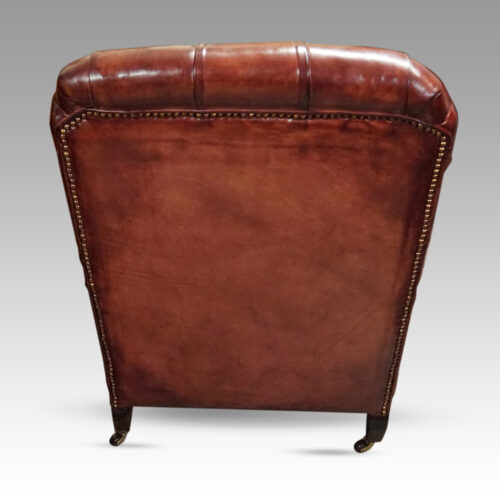 Victorian red leather easy chair rear