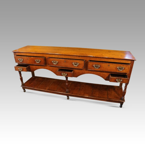 Antique oak pot board dresser drawers open