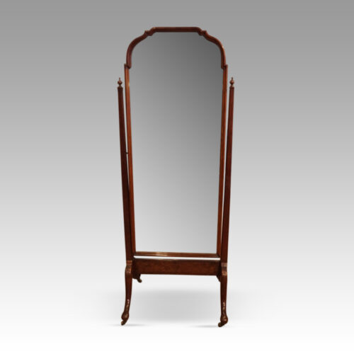 Edwardian walnut cheval mirror