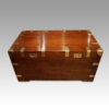 Large Victorian teak military chest angle top