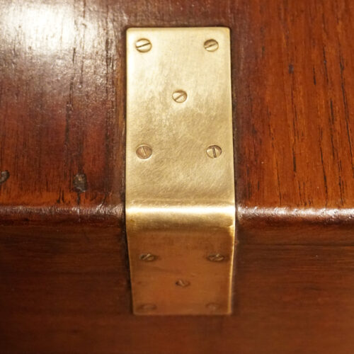 Large Victorian teak military chest strap