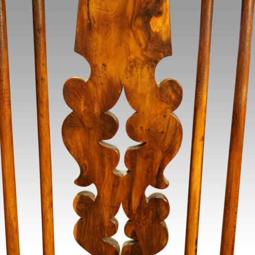 Pair of Antique yew Yorkshire broad arms back splat