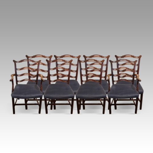 Set of 8 Hepplewhite style ladderback dining chairs