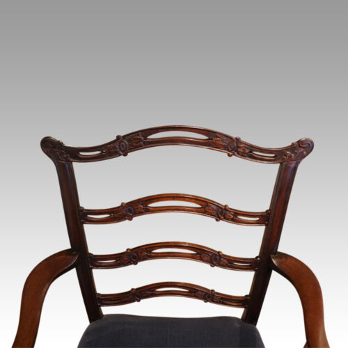 Set of 8 Hepplewhite style ladderback dining chairs armchair back