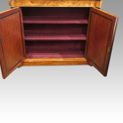 Victorian inlaid walnut pier cabinet interior