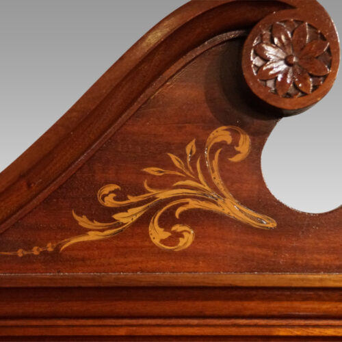 Edwardian Maple & co display cabinet pediment detail