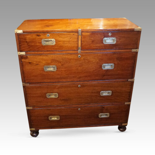 Victorian teak campaign chest