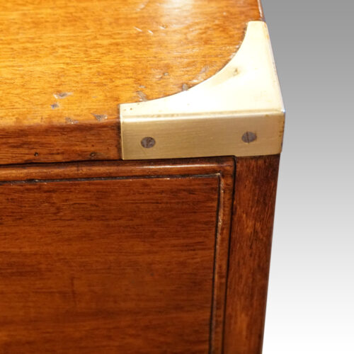 Victorian teak campaign chest brass corner