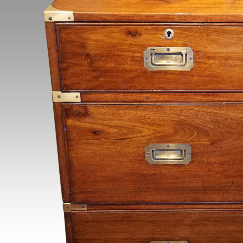 Victorian teak campaign chest corner