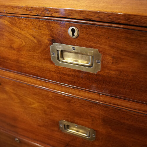 Victorian teak campaign chest flush handle