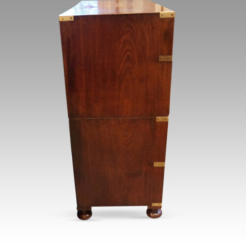 Victorian teak campaign chest side
