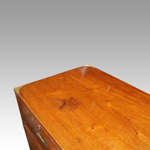 Victorian teak campaign chest top detail