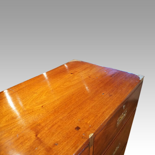 Victorian teak campaign chest top end