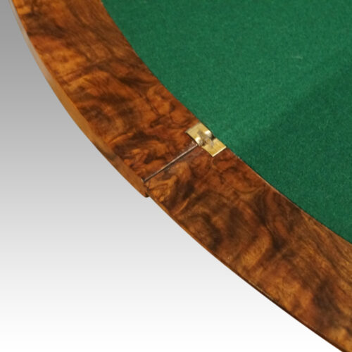 Victorian walnut demi lune card table hinge