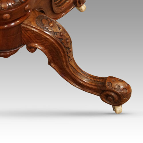 Victorian walnut demi lune card table leg