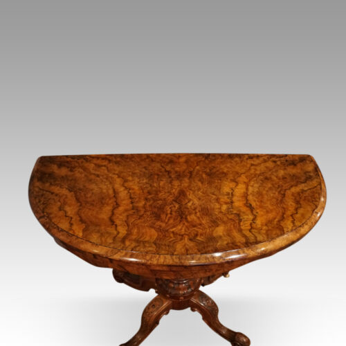 Victorian walnut demi lune card table top