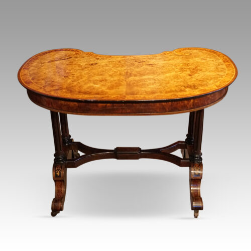 Victorian walnut kidney table rear