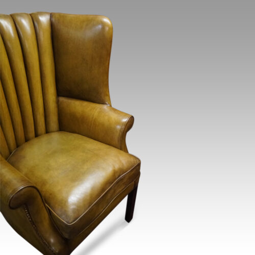19thc. barrel back wing chair angle