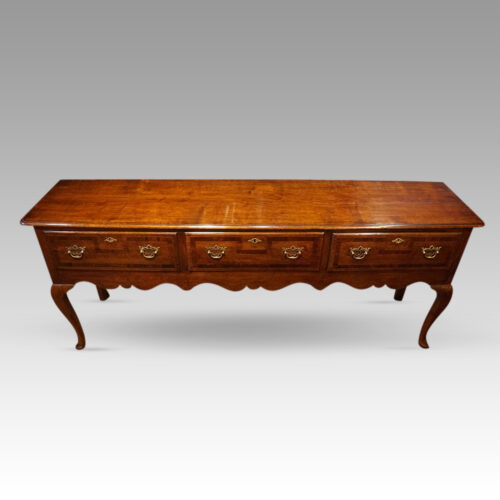 Antique oak dresser base with banding downward