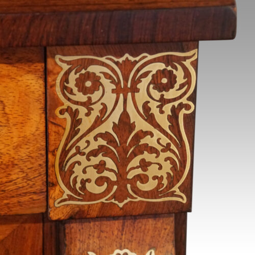 Regency brass inlaid chiffonier cut brass capital