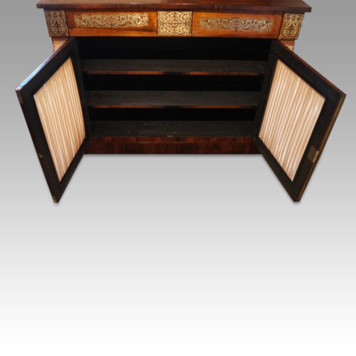 Regency brass inlaid chiffonier interior