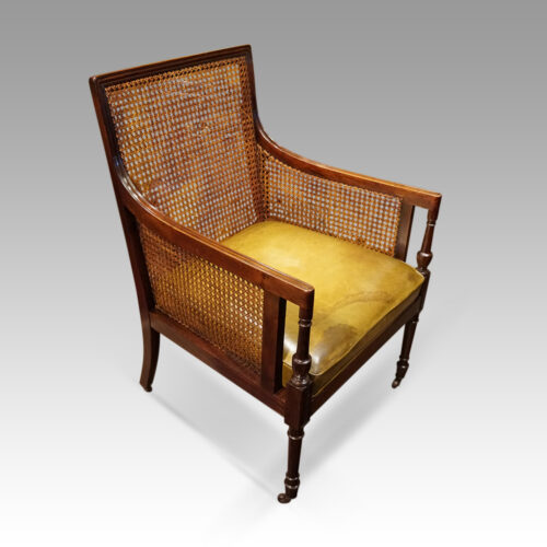 Regency mahogany bergere library chair