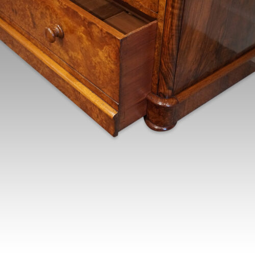 Victorian burr walnut chest of drawers disguised drawer