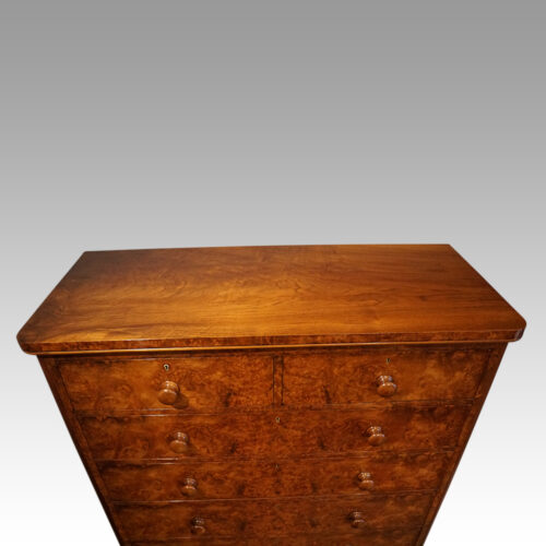 Victorian burr walnut chest of drawers top