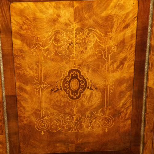 Victorian inlaid walnut credenza panel door