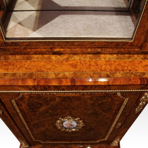 Victorian walnut and sevres pier cabinet thuya