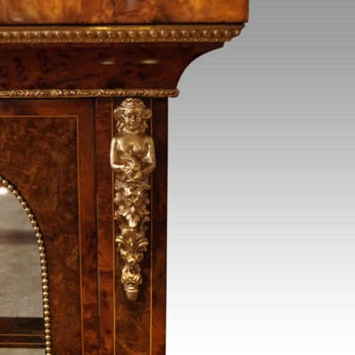 Victorian walnut and sevres pier cabinet top mount